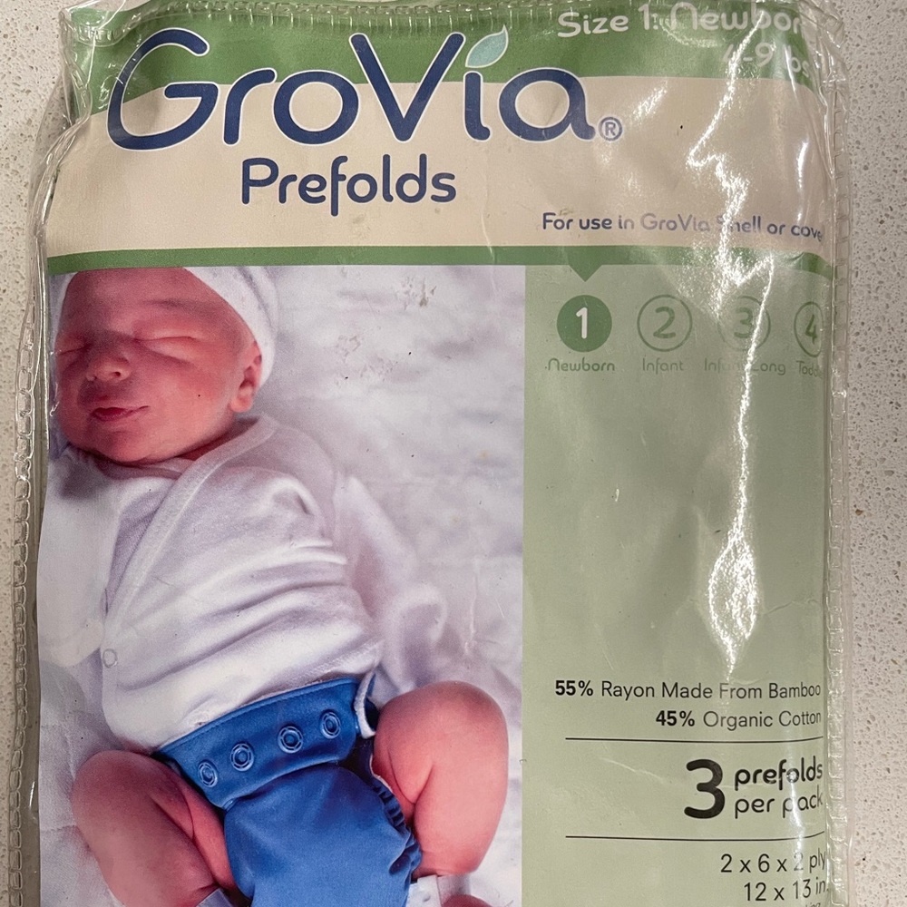 GroVia Newborn pre-folded cloth diapers, organic cotton & bamboo